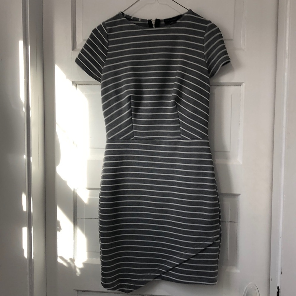 Grey and white stripped dress